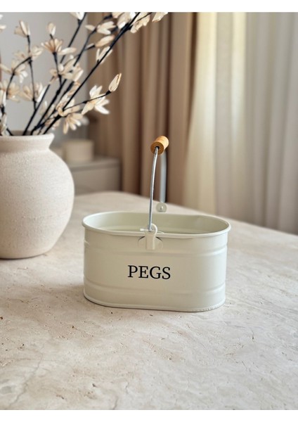 Galvaniz Ahşap Kulplu Mandal Kovası (Krem Renk) indirimleri