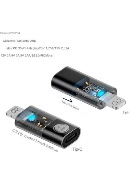 Pd 35W Lightning To Type C Çevirici Dönüştürücü Iphone Yuva Çevirici Hızlı Şarj ve Veri Aktarımı Otgsl modelleri
