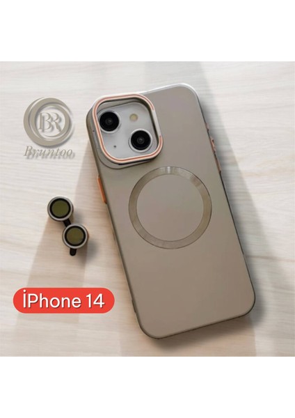 Apple Iphone 14 Uyumlu Magnezyum Serisi Standlı Kapak Magsafe Sert Kılıf + Kamera Lens Koruma . fiyatları