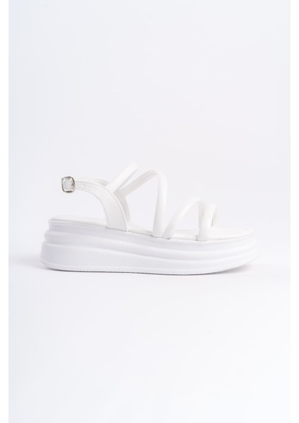 Elsa Ince Tokalı Şerit Detaylı Ortopedik Taban Kadın Sandalet Bt Beyaz modelleri