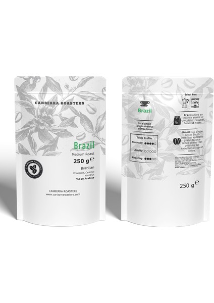 10'lu Paket Brazil Medium Roast Kahve Çekirdeği 250GR x 10