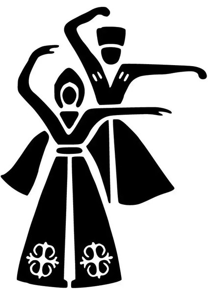 Ms - Kafkas Folklorcular Araç Oto Sticker-Çıkartması | Siyah 25 x 35 cm