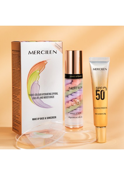 3 Renkli Makyaj Bazı ve SPF50 Güneş Kremi 2'li Set