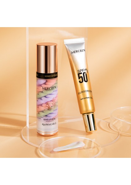 3 Renkli Makyaj Bazı ve SPF50 Güneş Kremi 2'li Set