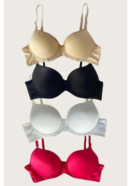 Siyah-Beyaz-Kırmızı-Ten 4'lü Içi Boş Micro Balenli Günlük Tek Desteksiz Sütyen modelleri