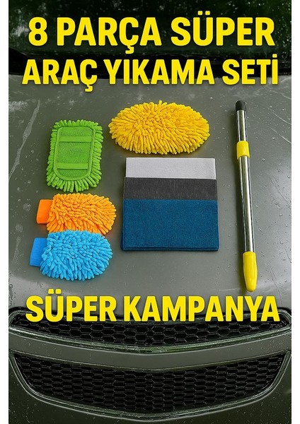 8 Parça Çok Fonksiyonlu Süper Mop Araç Yıkama Temizleme Seti Araç Yıkama Mopu