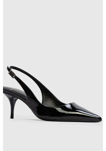 Kadınlar Için Şık Pointy Toe Slingback Pompa - Patent Deri ve Kedi Topuk fiyatları