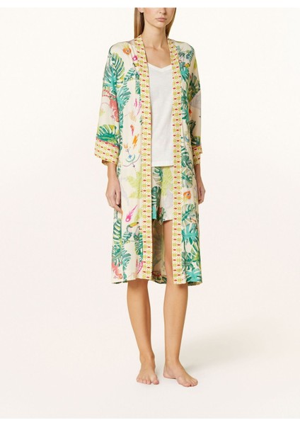 Mystic Jungle Kadın Kimono, Modal Karışımlı Jersey, Desenli, Kontrast Borulu, Şal Yaka fiyatları