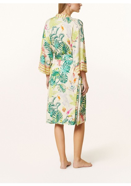 Mystic Jungle Kadın Kimono, Modal Karışımlı Jersey, Desenli, Kontrast Borulu, Şal Yaka fırsatları