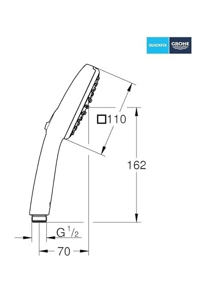 Vitalio Comfort 110 El Duşu, 2 Akışlı (Yağmur & Jet), Smartswitch, 110MM Kare Duş Başlığı, Kireç Önleyici Sistem, Krom, 26925001 fiyatları