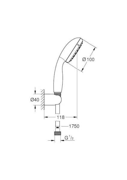 Go 100 El Duşu Seti, 100MM Yuvarlak 1 Akışlı (Yağmur) El Duşu, Duş Başlığı Tutucu, 1750MM Duş Hortumu, Krom, 26198000 modelleri