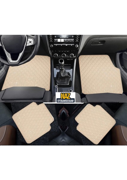 Honda Accord 1989-1993 Uyumlu Bej Dikişli Bej Deri Paspas