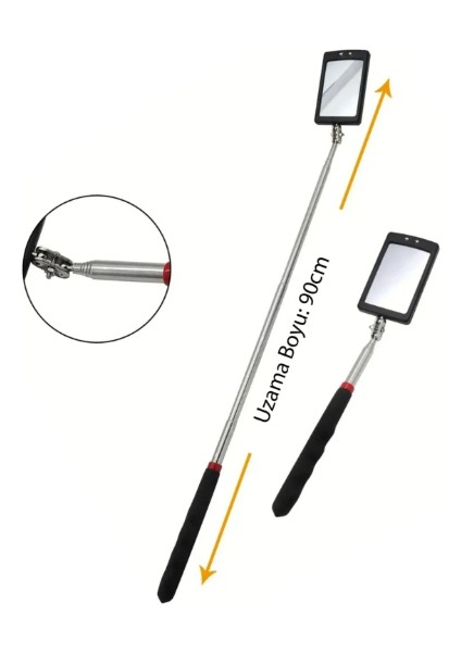 90 cm Teleskopik Uzayan Katlanır LED Işıklı Ayna - Uzatma Uzayan Kontrol Muayene Aynası modelleri