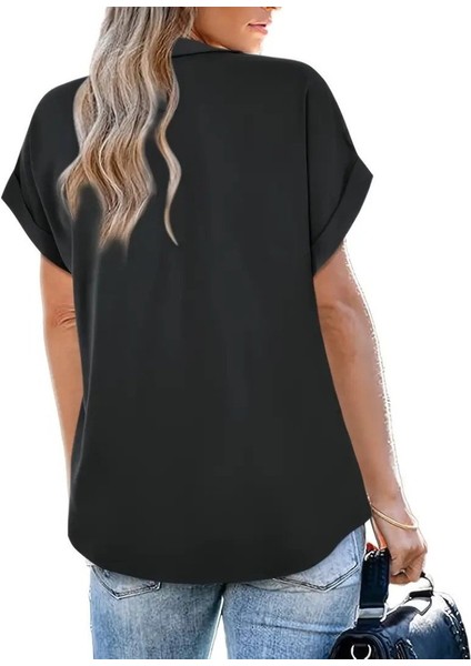 Kadın Kısa Kollu Yakalı Uzun Sandy Bluz fırsatları