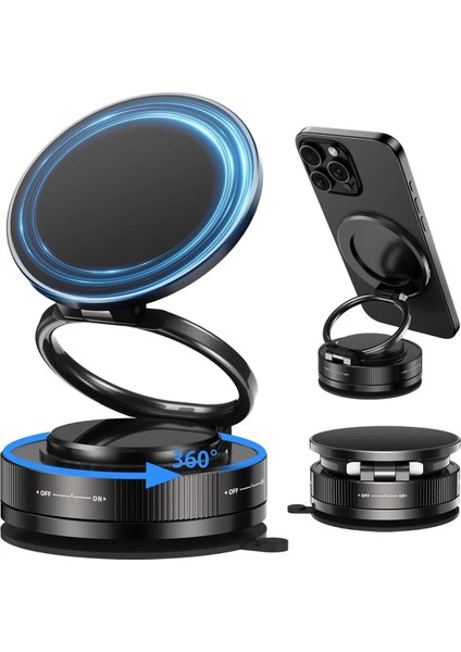 Vakumlu 360° Dönebilen Katlanır Magsafe Mıknatıslı Araç Telefon Tutucu Taşınabilir ve Güçlü Tutuş fiyatları