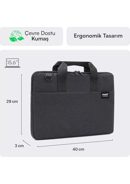 Cityfit MCC-703 Laptop Çantası, Erkekler ve Kadınlar Için Profesyonel Bilgisayar Çantası, 15.6 Inç Notebook Çantası, Evrak Çantası, Siyah