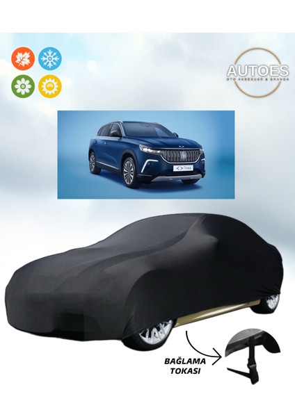 Togg 2023 T10X V2 Elektrikli Araba Brandası, Oto Branda Alttan Bağlantı Tokalı Siyah