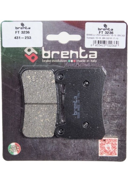 Organik Ön Disk Balata FT3236 - Benelli Tnt 125,250,251,BN 251
