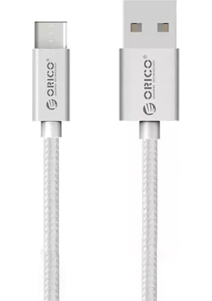 USB To Type-C 3A Örgülü Data ve Şarj Kablosu 1 Metre Gümüş