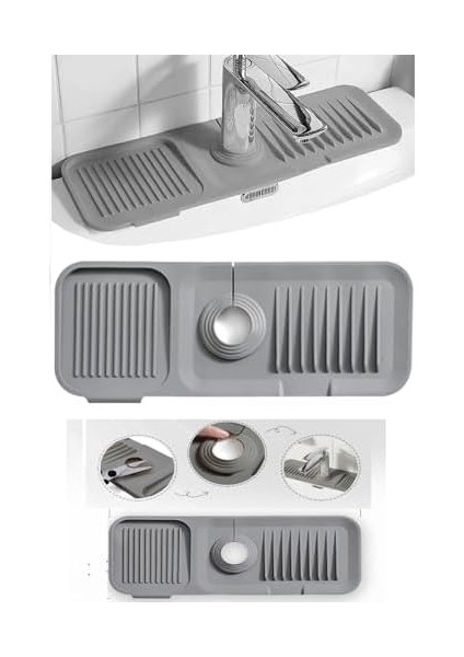 Musluk Matı, Lavabo Matı,elastik Musluk Matı Su Tutucu Düzenleyici Kaydırmaz Taban Organizer Mutfak Banyo Lavabo,musluk Matı Silikon (Gri) fiyatları