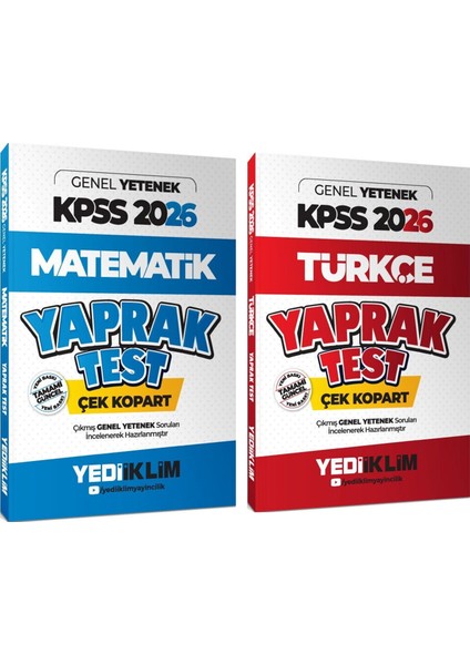 2026 Kpss Genel Yetenek Türkçe ve Matematik Çek Kopar Yaprak Test Seti 2 Kitap
