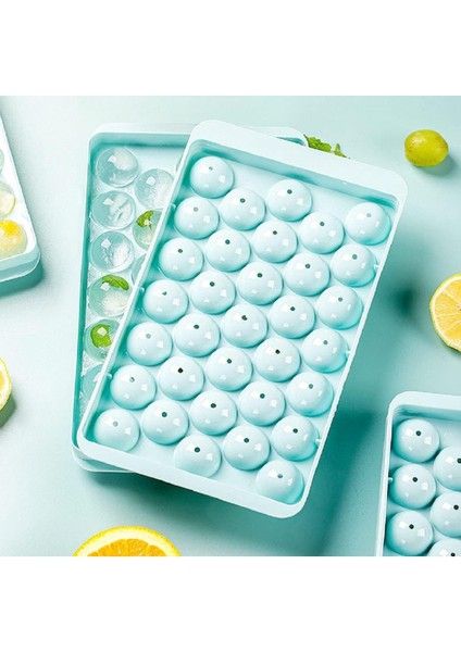 33 Hazneli Yuvarlak Buz Küpü Tepsisi, Kapaklı Top Yapma Kalıbı, Daire Buz Küpü Tepsisi 1 Adet M-33