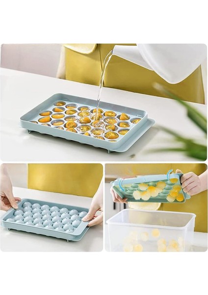 33 Hazneli Yuvarlak Buz Küpü Tepsisi, Kapaklı Top Yapma Kalıbı, Daire Buz Küpü Tepsisi 1 Adet M-33 fırsatları