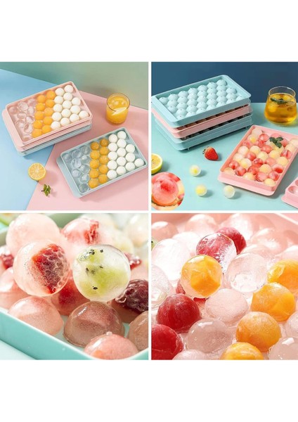 33 Hazneli Yuvarlak Buz Küpü Tepsisi, Kapaklı Top Yapma Kalıbı, Daire Buz Küpü Tepsisi 4 Adet M-33 fırsatları