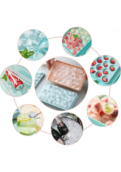 33 Hazneli Yuvarlak Buz Küpü Tepsisi, Kapaklı Top Yapma Kalıbı, Daire Buz Küpü Tepsisi 1 Adet M-33 modelleri