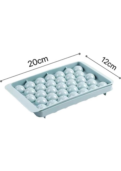 33 Hazneli Yuvarlak Buz Küpü Tepsisi, Kapaklı Top Yapma Kalıbı, Daire Buz Küpü Tepsisi 1 Adet M-33