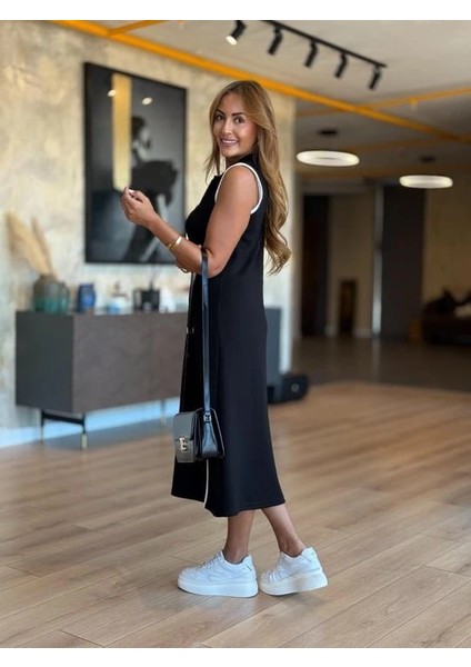 Kadın Modal Kumaş Fermuarlı Kolsuz Midi Boy Elbise fiyatları