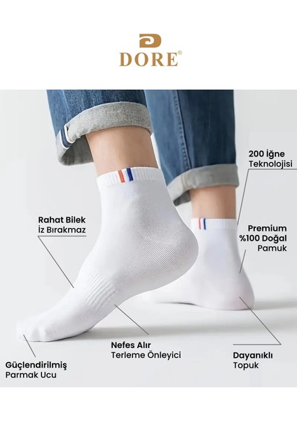Orijinal Unisex 3 Çift Premium Sport Ter Emici Nefes Alan Pamuklu Kısa Patik Spor Çorap - Beyaz fiyatları
