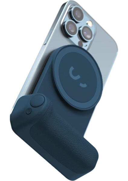 Snapgrip - Kablosuz Deklanşör Düğmeli Mobil Pil Tutacağı - Manyetik Montaj Her Telefona Takılır - Qi Kablosuz Şarj Özellikli Dahili Güç Bankası - Masaüstü Bağlantı Istasyonu | Uçurum Mavisi
