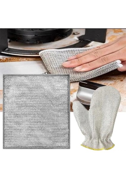 5 Adet Tel Bulaşık Bezi Çizmez Bulaşık Teli Çelik Bez 20X20 cm Çift Katmanlı M- 602