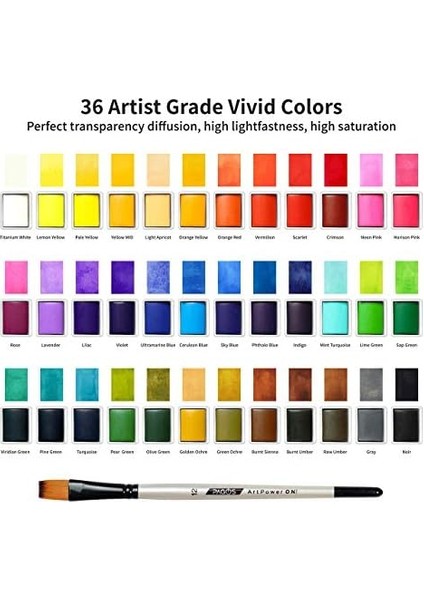 Sulu Boya Seti, Profesyonel 36 Sabit Pigment Boyama Kutusu, Yüksek Pigmentasyon, Sanatçılar, Öğrenciler, Yetişkinler Için 12 Sulu Boya Kağıdı modelleri