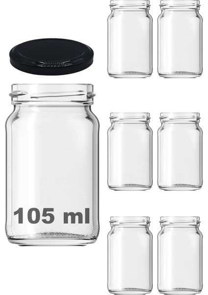 105 ml Farklı Boyutlarda Kavanoz 105 cc Konserve Metal Kapaklı Cam Kavanoz 6 Adet (Şeffaf, 105 cc (Kısa))