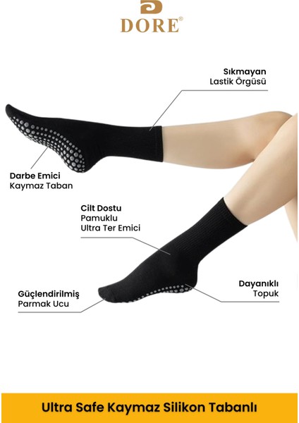 Orijinal Unisex 2 Çift Kaydırmaz Hac Umre Tavaf Için Soket Model Kaymaz Taban Siyah Çorap fiyatları