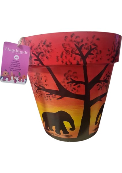 10 Litre Kadın Emeği El Boyaması Desenli Yalı Saksısı fiyatları