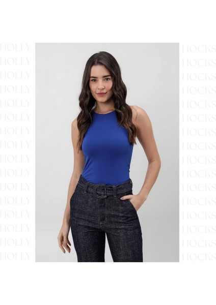 Astarlı Halter Yaka Yumuşak Dokulu Esnek Çıtçıtlı Bodysuit