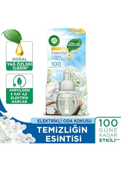 Wick Elektrikli Oda Kokusu Esansiyel Yağlar Yedek Şişe Temizliğin Esintisi fiyatları