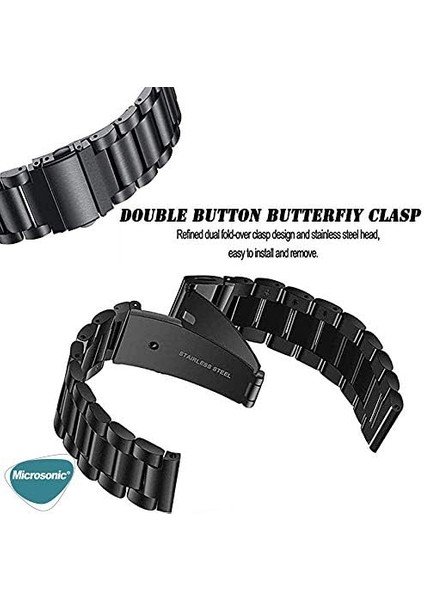 Amazfit Bip 3 Metal Stainless Steel Kordon (Amazfit Bip 3 ile Uyumlu Kordon, Akıllı Saat Kayışı)