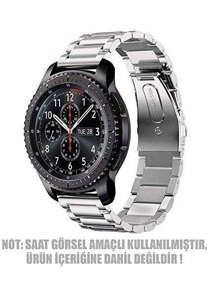 Amazfit Bip 3 Metal Stainless Steel Kordon (Amazfit Bip 3 ile Uyumlu Kordon, Akıllı Saat Kayışı)