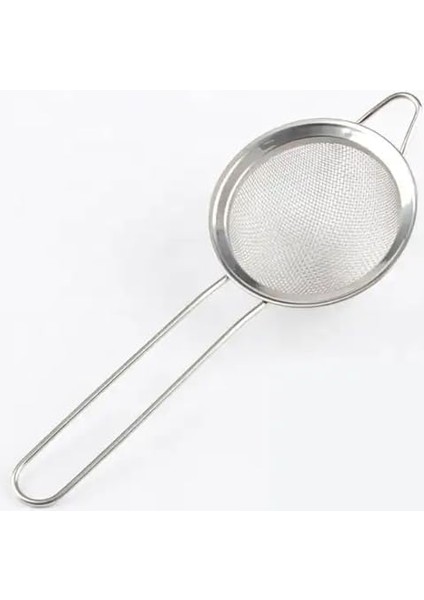 Metal Çay Süzgeci, Uzun Saplı, Gümüş Rengi