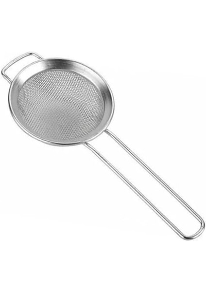 Metal Çay Süzgeci, Uzun Saplı, Gümüş Rengi