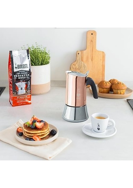 Yeni Venus Kahve Makinesi 2 Bardak, Önleyici Sap, Indüksiyon Için Uygun Değil, 2 Bardak (85 Ml), Paslanmaz Çelik, Renk - Bakır, Watt - 3600