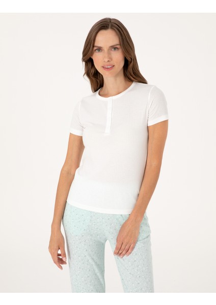 Kadın Krem Kısakollu Pijama Takımı 50318995-VR071 modelleri
