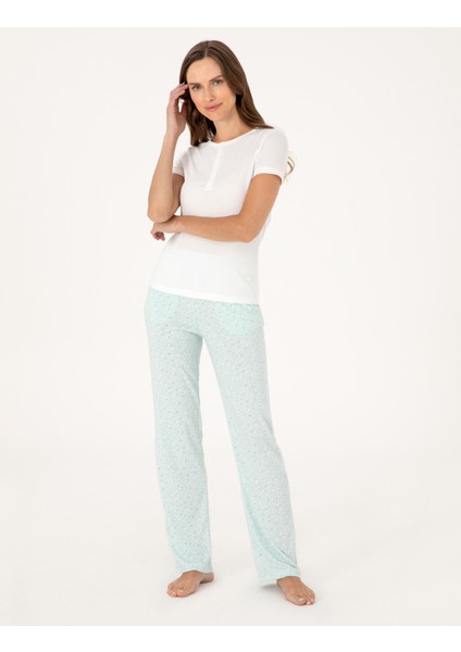Kadın Krem Kısakollu Pijama Takımı 50318995-VR071 fırsatları