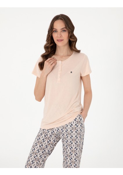 Kadın Bej Kısakollu Pijama Takımı 50318971-VR011 modelleri