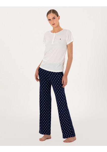 Kadın Beyaz Kısakollu Pijama Takımı 50318966-VR013