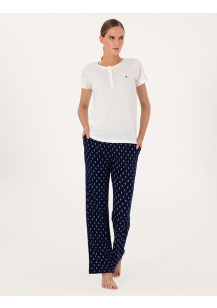 Kadın Beyaz Kısakollu Pijama Takımı 50318966-VR013 fırsatları